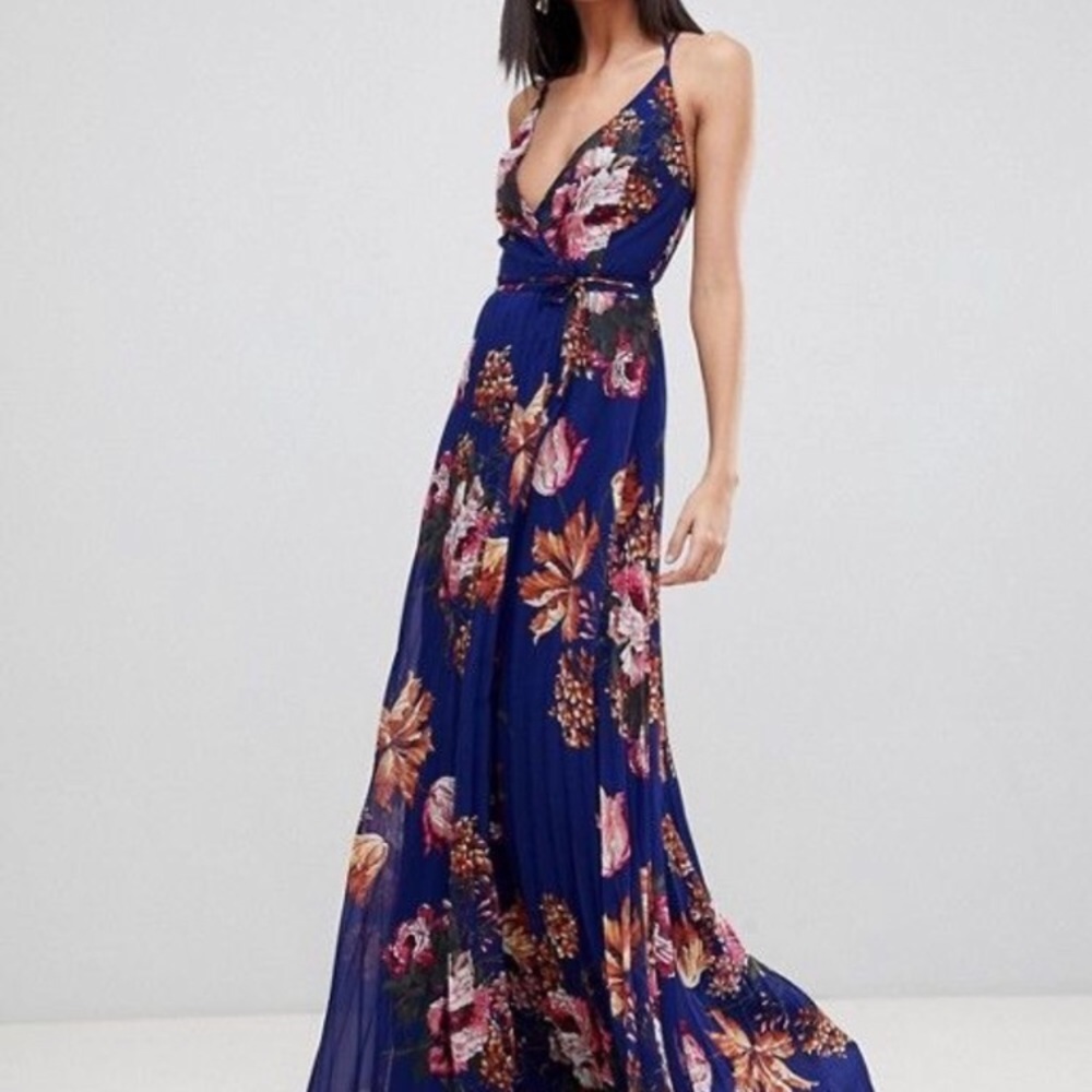 ASOS blue floral wrap dress- size 6